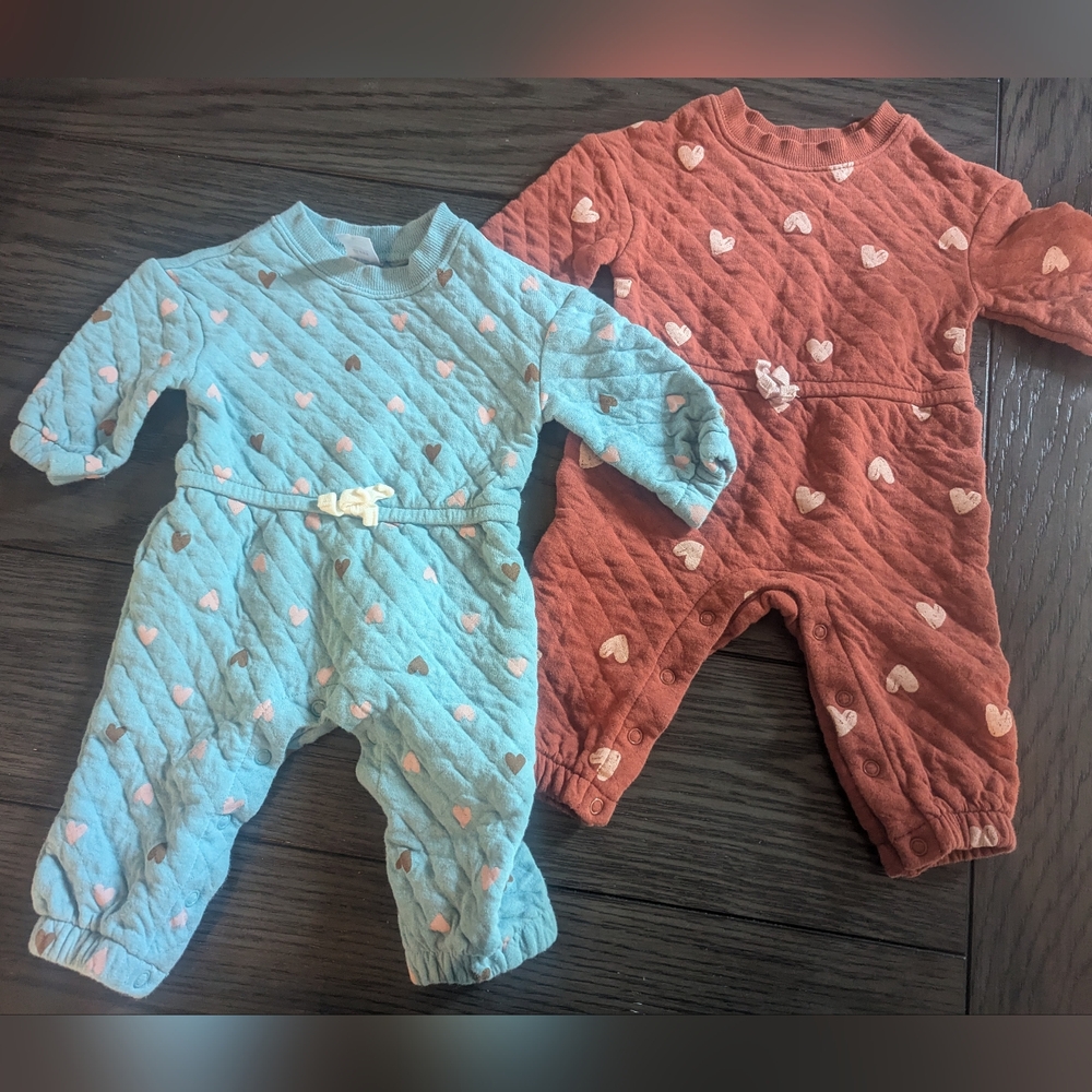 Lot of 2 Carter's 6 month baby girl bodysuits